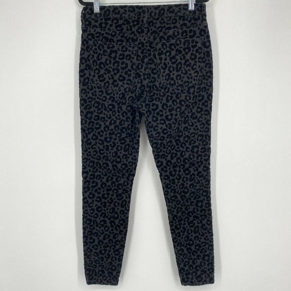 Madewell 9" Mid-Rise Skinny Velvet Flocked Leopard Print Jeans Black Size 28 - Picture 10 of 12